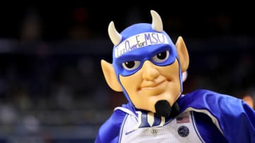 WASHINGTON, DC - MARCH 31: The Duke Blue Devils mascot performs against the Michigan State Spartans during the second half in the East Regional game of the 2019 NCAA Men's Basketball Tournament at Capital One Arena on March 31, 2019 in Washington, DC. (Photo by Patrick Smith/Getty Images)