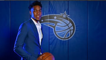 ORLANDO, FL - JUNE 23: Wesley Iwundu #25 of the Orlando Magic poses for a portrait after being introduced by the team on June 23, 2017 at Amway Center in Orlando, Florida. NOTE TO USER: User expressly acknowledges and agrees that, by downloading and or using this photograph, User is consenting to the terms and conditions of the Getty Images License Agreement. Mandatory Copyright Notice: Copyright 2017 NBAE (Photo by Fernando Medina/NBAE via Getty Images)