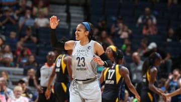 MINNEAPOLIS, MN - JULY 3: Maya Moore #23 of the Minnesota Lynx reacts during game against the Indiana Fever on July 3, 2018 at Target Center in Minneapolis, Minnesota. NOTE TO USER: User expressly acknowledges and agrees that, by downloading and or using this Photograph, user is consenting to the terms and conditions of the Getty Images License Agreement. Mandatory Copyright Notice: Copyright 2018 NBAE (Photo by David Sherman/NBAE via Getty Images)