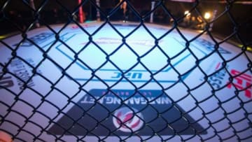 Nov 7, 2015; Sao Paulo, Brazil; A general view of the octagon before UFC Fight Night at Ibirapuera Gymnasium. Mandatory Credit: Jason Silva-USA TODAY Sports