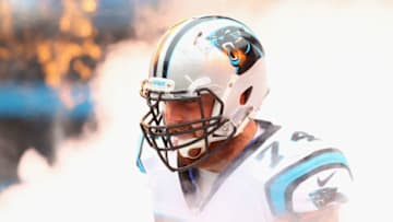 CHARLOTTE, NC - SEPTEMBER 27: Mike Remmers #74 of the Carolina Panthers emerges from the tunnel before their game against the New Orleans Saints at Bank of America Stadium on September 27, 2015 in Charlotte, North Carolina. (Photo by Streeter Lecka/Getty Images)