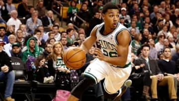 Dec 18, 2013; Boston, MA, USA; Boston Celtics point guard Phil Pressey (26) drives during the fourth quarter of Detroit