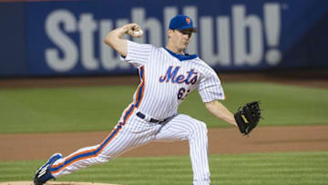 Sep 4, 2016; New York City, NY, USA; New York Mets pitcher Seth Lugo (67) delivers a pitch during the first inning of the game against the Washington Nationals at Citi Field. Mandatory Credit: Gregory J. Fisher-USA TODAY Sports