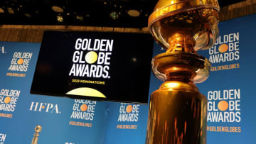 BEVERLY HILLS, CALIFORNIA - DECEMBER 13: The stage is set for the 79th Annual Golden Globe Award nominations at The Beverly Hilton on December 13, 2021 in Beverly Hills, California. (Photo by Kevin Winter/Getty Images)