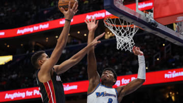Orlando Robinson #25 of the Miami Heat goes to the basket against Rui Hachimura #8 of the Washington Wizards(Photo by Scott Taetsch/Getty Images)