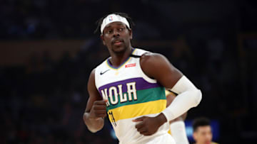 LOS ANGELES, CALIFORNIA - FEBRUARY 25: Jrue Holiday #11 of the New Orleans Pelicans runs on the court in a game against the Los Angeles Lakers during the first half at Staples Center on February 25, 2020 in Los Angeles, California. NOTE TO USER: User expressly acknowledges and agrees that, by downloading and or using this Photograph, user is consenting to the terms and conditions of the Getty Images License Agreement. (Photo by Katelyn Mulcahy/Getty Images)