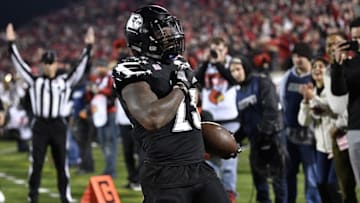 Nov 12, 2016; Louisville, KY, USA; Louisville Cardinals running back Brandon Radcliff (23) celebrates after scoring a touchdown against the Wake Forest Demon Deacons during the second half at Papa John