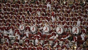 SANTA CLARA, CALIFORNIA - JANUARY 07: The Alabama Crimson Tide marching band performs in the College Football Playoff National Championship against the Clemson Tigers at Levi's Stadium on January 07, 2019 in Santa Clara, California. (Photo by Lachlan Cunningham/Getty Images)