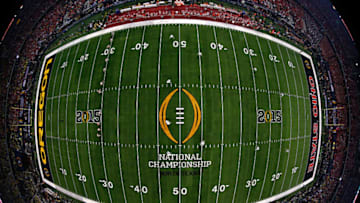 ARLINGTON, TX - JANUARY 12: The Ohio State Buckeyes kick off to the Oregon Ducks during the College Football Playoff National Championship Game at AT