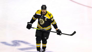 TORONTO, ONTARIO - AUGUST 29: Zdeno Chara #33 of the Boston Bruins warms up prior to Game Four of the Eastern Conference Second Round against the Tampa Bay Lightning during the 2020 NHL Stanley Cup Playoffs at Scotiabank Arena on August 29, 2020 in Toronto, Ontario. (Photo by Elsa/Getty Images)
