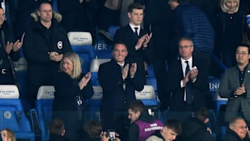 LEICESTER, ENGLAND - FEBRUARY 26: New Leicester City manager Brendan Rodgers is introduced to the crowd prior to the Premier League match between Leicester City and Brighton & Hove Albion at The King Power Stadium on February 26, 2019 in Leicester, United Kingdom. (Photo by Michael Regan/Getty Images)