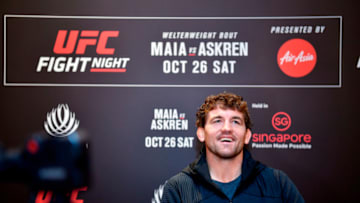 SINGAPORE, SINGAPORE - OCTOBER 24: Ben Askren interacts with media during the UFC Fight Night Ultimate Media Day at the Mandarin Oriental on October 24, 2019 in Singapore, Singapore. (Photo by Jeff Bottari/Zuffa LLC via Getty Images)