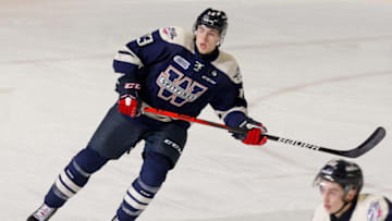 WINDSOR, ONTARIO - FEBRUARY 18: Forward Will Cuylle #13 of the Windsor Spitfires skates against the Sarnia Sting at the WFCU Centre on February 18, 2020 in Windsor, Ontario, Canada. (Photo by Dennis Pajot/Getty Images)