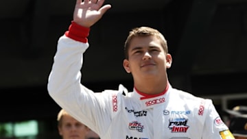 RC Enerson before an Indy Lights race. Photo Credit: Joe Skibinski/Courtesy of IndyCar