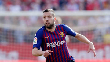 SEVILLA, SPAIN - FEBRUARY 23: Jordi Alba of FC Barcelona during the La Liga Santander match between Sevilla v FC Barcelona at the Estadio Ramon Sanchez Pizjuan on February 23, 2019 in Sevilla Spain (Photo by Eric Verhoeven/Soccrates/Getty Images)