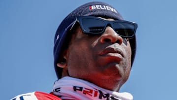Auburn football fans finished potential Tigers coaching candidate Deion Sanders' vague 'I believe' tweet with excerpts from the Auburn Creed (Photo by Don Juan Moore/Getty Images)