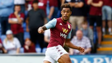 SHREWSBURY, ENGLAND - JULY 21: Andre Green of Aston Villa runs with the ball during the Pre-Season Friendly match between Shrewsbury Town and Aston Villa at Montgomery Waters Meadow on July 21, 2019 in Shrewsbury, England. (Photo by Morgan Harlow/Getty Images)