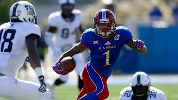 LAWRENCE, KS - OCTOBER 08: Wide receiver LaQuvionte Gonzalez