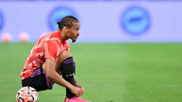 SINGAPORE, SINGAPORE - AUGUST 2: Leroy Sane of FC Bayern Munchen looks on prior to the pre-season friendly match between Liverpool and Bayern Muenchen at the National Stadium on August 2, 2023 in Singapore. (Photo by Apinya Rittipo/Getty Images)