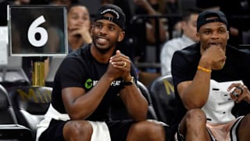 OKC Thunder: Chris Paul of the Houston Rockets and Russell Westbrook (Photo by David Becker/NBAE via Getty Images)