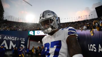 LOS ANGELES, CA - JANUARY 12: Defensive end Taco Charlton #97 of the Dallas Cowboys walks onto the field ahead of the NFC Divisional Round playoff game against the Los Angeles Rams at Los Angeles Memorial Coliseum on January 12, 2019 in Los Angeles, California. (Photo by Kevork Djansezian/Getty Images)
