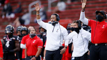CINCINNATI, OH - OCTOBER 03: Defensive coordinator Marcus Freeman of the Cincinnati Bearcats looks on from the sideline during a game against the South Florida Bulls at Nippert Stadium on October 3, 2020 in Cincinnati, Ohio. Cincinnati won 28-7. (Photo by Joe Robbins/Getty Images)
