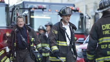 CHICAGO FIRE -- "A Breaking Point" Episode 604 -- Pictured: (l-r) Christian Stolte as Mouch, Jesse Spencer as Matthew Casey -- (Photo by: Elizabeth Morris/NBC)