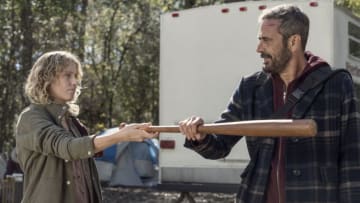 Jeffrey Dean Morgan as Negan, Lindsley Register as Laura-The Walking Dead_Season 10, Episode 22-Photo Credit: Josh Stringer/AMC