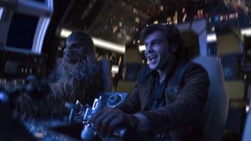Alden Ehrenreich is Han Solo and Joonas Suotamo is Chewbacca in SOLO: A STAR WARS STORY.