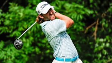 Aug 11, 2016; Silvis, IL, USA; Andrew Loupe watches his tee shot at the second hole during the John Deere Classic at TPC Deere Run. Mandatory Credit: Jeffrey Becker-USA TODAY Sports