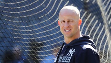 NEW YORK, NEW YORK - OCTOBER 15: Brett Gardner #11 of the New York Yankees looks on during batting practice prior to game three of the American League Championship Series against the Houston Astros at Yankee Stadium on October 15, 2019 in New York City. (Photo by Elsa/Getty Images)