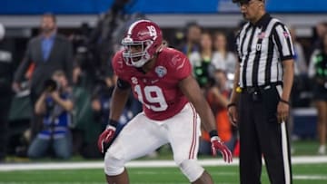 Dec 31, 2015; Arlington, TX, USA; Alabama Crimson Tide linebacker Reggie Ragland (19) during the game against the Michigan State Spartans in the 2015 Cotton Bowl at AT&T Stadium. Mandatory Credit: Jerome Miron-USA TODAY Sports