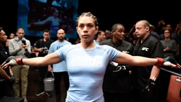 LAS VEGAS, NV - DECEMBER 01: Nicco Montano prepares to fight Roxanne Modafferi in their women's flyweight championship bout during the TUF Finale event inside Park Theater on December 01, 2017 in Las Vegas, Nevada. (Photo by Jeff Bottari/Zuffa LLC/Zuffa LLC via Getty Images)