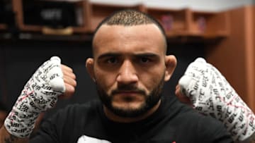 SUNRISE, FL - APRIL 27: John Lineker of Brazil poses for a portrait after getting his hands wrapped backstage during the UFC Fight Night event at BB&T Center on April 27, 2019 in Sunrise, Florida. (Photo by Mike Roach/Zuffa LLC/Zuffa LLC via Getty Images)
