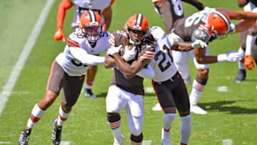 Cleveland Browns Jacob Phillips (left) (Photo by Jason Miller/Getty Images)