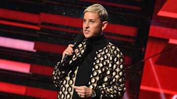 US comedian Ellen DeGeneres introduces Lil Nas X and Billy Ray Cyrus during the 62nd Annual Grammy Awards on January 26, 2020, in Los Angeles. (Photo by Robyn Beck / AFP) (Photo by ROBYN BECK/AFP via Getty Images)
