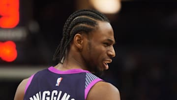 MINNEAPOLIS, MN - MARCH 19: Andrew Wiggins #22 of the Minnesota Timberwolves looks on. (Photo by Hannah Foslien/Getty Images)