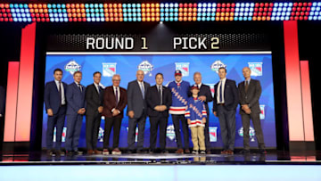 VANCOUVER, BRITISH COLUMBIA - JUNE 21: Kaapp Kakko smiles after being selected second overall by the New York Rangers during the first round of the 2019 NHL Draft at Rogers Arena on June 21, 2019 in Vancouver, Canada. (Photo by Bruce Bennett/Getty Images)