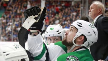 VANCOUVER, BC - MARCH 16: Jamie Benn #14 of the Dallas Stars looks on from the bench during their NHL game against the Vancouver Canucks at Rogers Arena March 16, 2017 in Vancouver, British Columbia, Canada. (Photo by Jeff Vinnick/NHLI via Getty Images)"n
