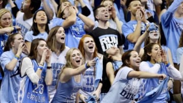 Feb 17, 2016; Chapel Hill, NC, USA; North Carolina Tar Heels fans cheer bin the first half at Dean E. Smith Center. Mandatory Credit: Bob Donnan-USA TODAY Sports