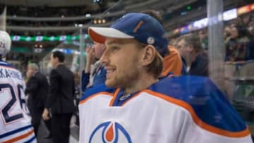 Jan 21, 2016; Dallas, TX, USA; Edmonton Oilers goalie Anders Nilsson (39) watches his team take on the Dallas Stars at the American Airlines Center. The Stars defeat the Oilers 3-2. Mandatory Credit: Jerome Miron-USA TODAY Sports