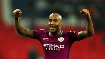 LONDON, ENGLAND - APRIL 14: Fabian Delph of Mnchester City celebrates victory after the Premier League match between Tottenham Hotspur and Manchester City at Wembley Stadium on April 14, 2018 in London, England. (Photo by Catherine Ivill/Getty Images)