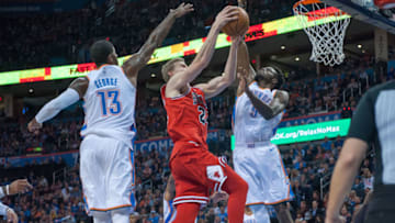 Lauri Markkanen, Jerami Grant, Paul George, OKC Thunder (Photo by Torrey Purvey/Icon Sportswire via Getty Images)