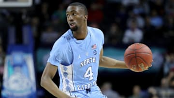 NEW YORK, NY - MARCH 08: Brandon Robinson #4 of the North Carolina Tar Heels looks down the court in the first half against the Miami (Fl) Hurricanes during the quarterfinals of the ACC Men's Basketball Tournament at Barclays Center on March 8, 2018 in the Brooklyn borough of New York City. (Photo by Abbie Parr/Getty Images)