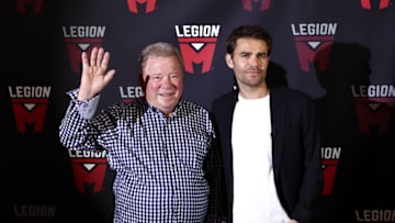 SAN DIEGO, CALIFORNIA - JULY 21: (L-R) William Shatner and Paul Wesley attend the William Shatner handprint ceremony hosted by Legion M during 2022 Comic-Con International: San Diego at Theatre Box on July 21, 2022 in San Diego, California. (Photo by Emma McIntyre/Getty Images)