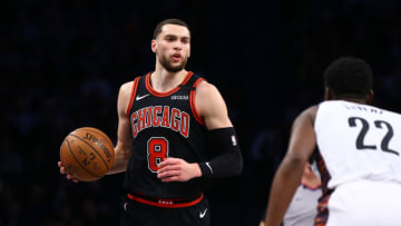 NEW YORK, NEW YORK - JANUARY 31: Zach LaVine #8 of the Chicago Bulls in action against the Brooklyn Nets at Barclays Center on January 31, 2020 in New York City. NOTE TO USER: User expressly acknowledges and agrees that, by downloading and or using this photograph, User is consenting to the terms and conditions of the Getty Images License Agreement. Brooklyn Nets defeated the Chicago Bulls 133-118. (Photo by Mike Stobe/Getty Images)