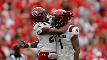 Israel Mukuamu #24 and Jaycee Horn #1of the South Carolina Gamecocks. (Photo by Kevin C. Cox/Getty Images)