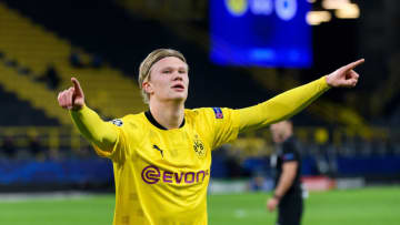 Erling Haaland of Borussia Dortmund celebrates after scoring (Photo by Alex Gottschalk/DeFodi Images via Getty Images)