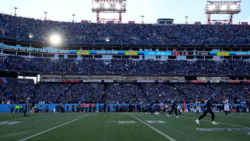 Jan 22, 2022; Nashville, Tennessee, USA; The Tennessee Titans play the Cincinnati Bengals during an AFC Divisional playoff football game at Nissan Stadium. Mandatory Credit: Kirby Lee-USA TODAY Sports