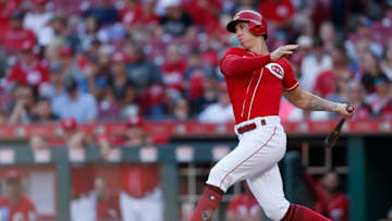 CINCINNATI, OH - SEPTEMBER 29: Michael Lorenzen #21 of the Cincinnati Reds takes an at bat during the game against the Pittsburgh Pirates at Great American Ball Park on September 29, 2018 in Cincinnati, Ohio. Cincinnati defeated Pittsburgh 3-0. (Photo by Kirk Irwin/Getty Images)